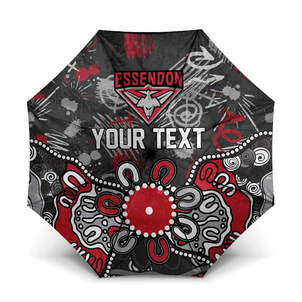 Personalized Essendon Bombers Umbrella Aboriginal Dot Painting Graffiti Style