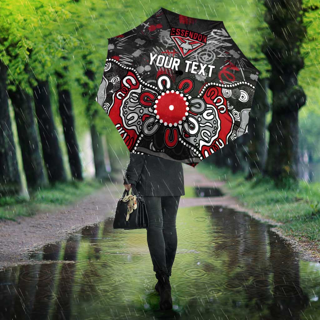 Personalized Essendon Bombers Umbrella Aboriginal Dot Painting Graffiti Style