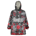Personalized Essendon Bombers Wearable Blanket Hoodie Aboriginal Dot Painting Graffiti Style