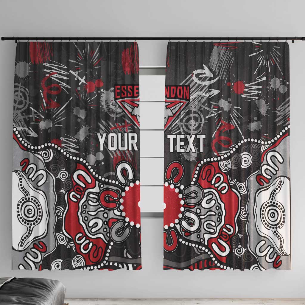 Personalized Essendon Bombers Window Curtain Aboriginal Dot Painting Graffiti Style