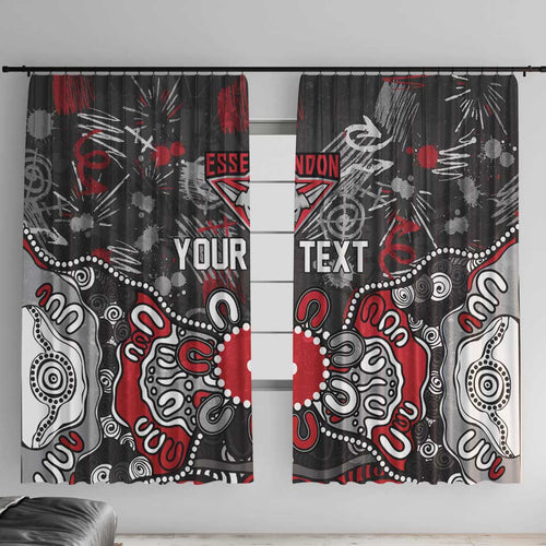 Personalized Essendon Bombers Window Curtain Aboriginal Dot Painting Graffiti Style