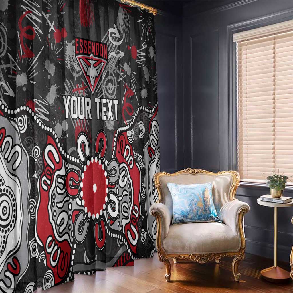 Personalized Essendon Bombers Window Curtain Aboriginal Dot Painting Graffiti Style