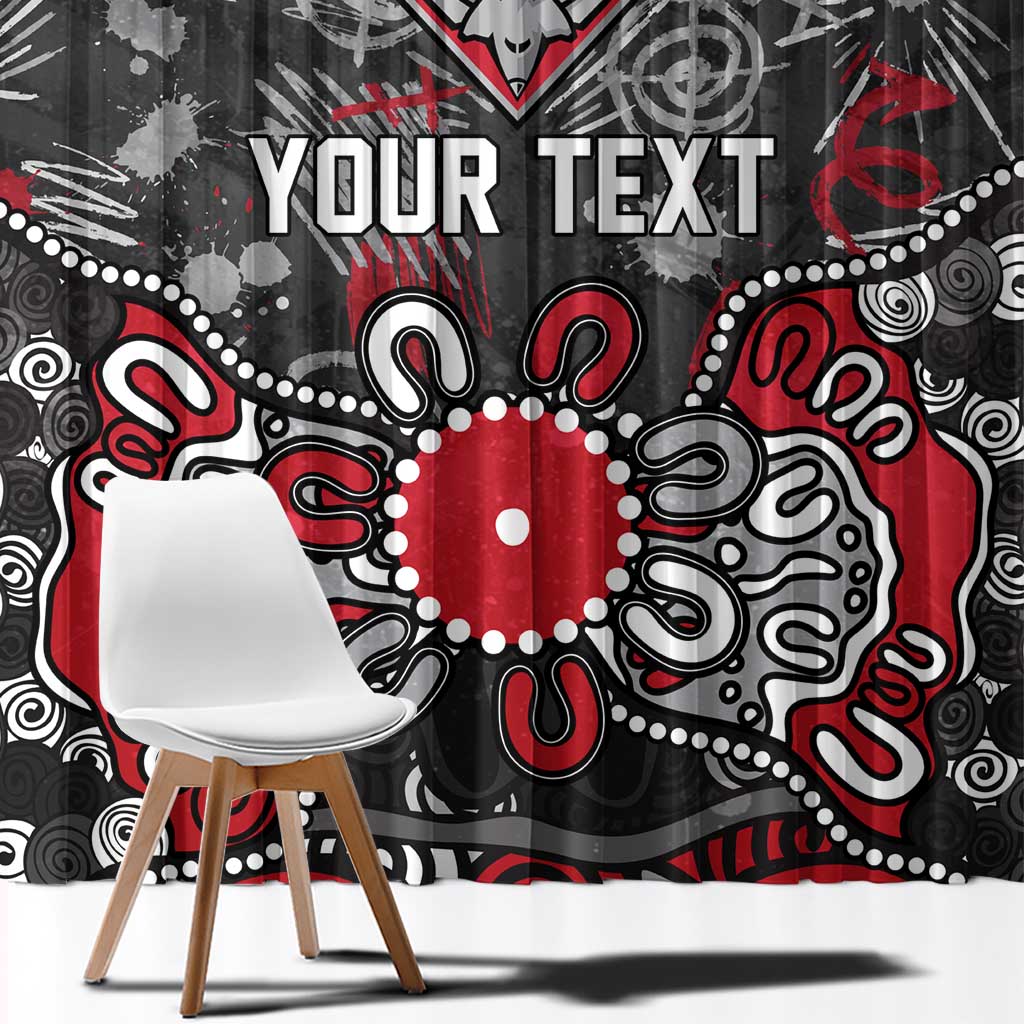 Personalized Essendon Bombers Window Curtain Aboriginal Dot Painting Graffiti Style