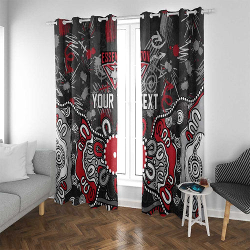 Personalized Essendon Bombers Window Curtain Aboriginal Dot Painting Graffiti Style