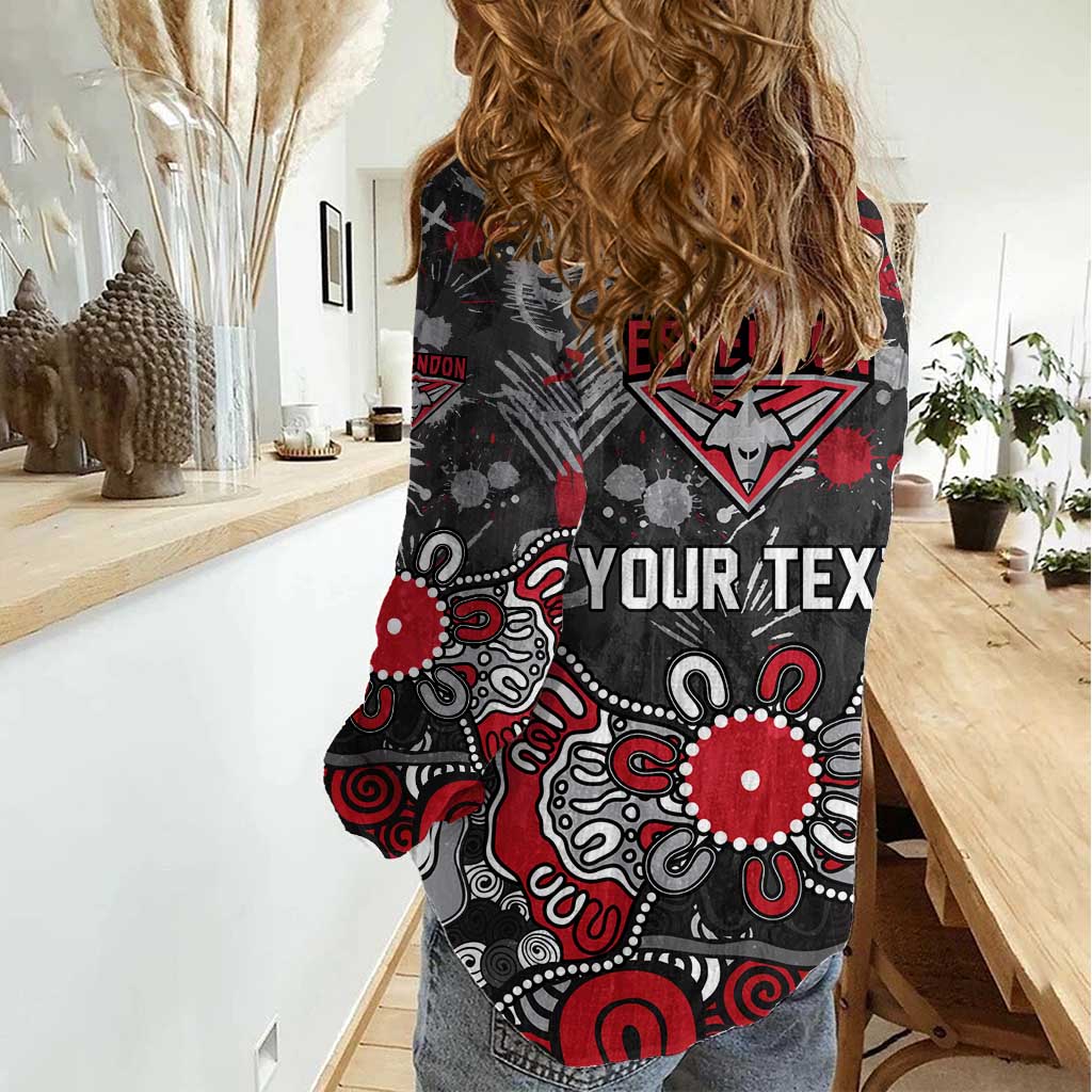 Personalized Essendon Bombers Women Casual Shirt Aboriginal Dot Painting Graffiti Style