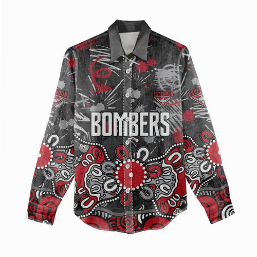 Personalized Essendon Bombers Women Casual Shirt Aboriginal Dot Painting Graffiti Style