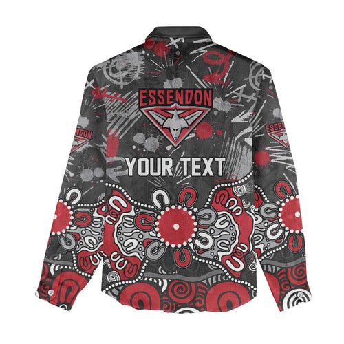 Personalized Essendon Bombers Women Casual Shirt Aboriginal Dot Painting Graffiti Style