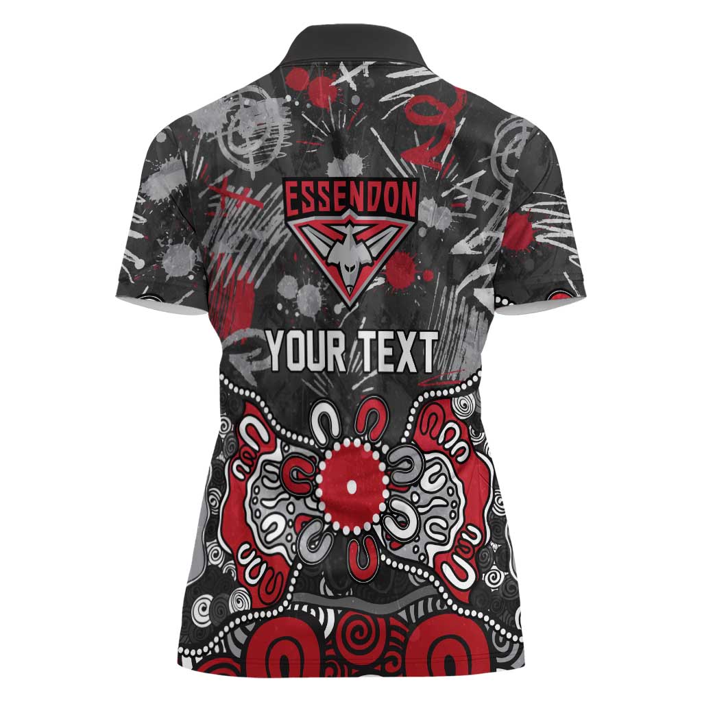 Personalized Essendon Bombers Women Polo Shirt Aboriginal Dot Painting Graffiti Style