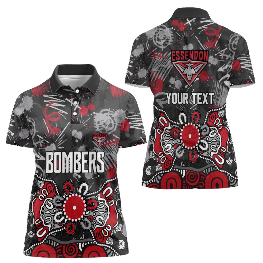 Personalized Essendon Bombers Women Polo Shirt Aboriginal Dot Painting Graffiti Style