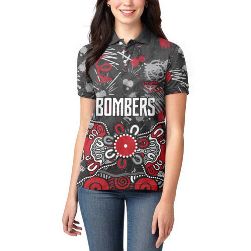 Personalized Essendon Bombers Women Polo Shirt Aboriginal Dot Painting Graffiti Style