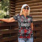 Personalized Essendon Bombers Women Polo Shirt Aboriginal Dot Painting Graffiti Style