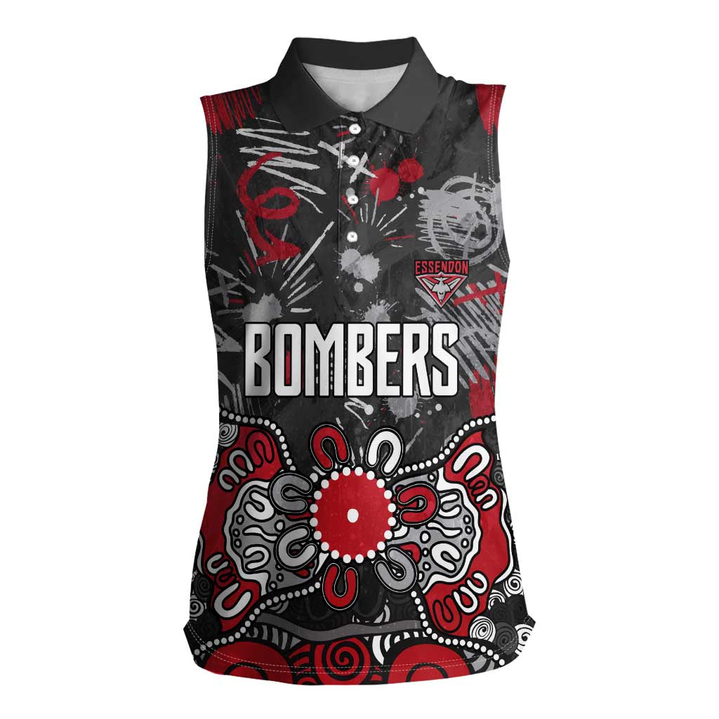 Personalized Essendon Bombers Women Sleeveless Polo Shirt Aboriginal Dot Painting Graffiti Style