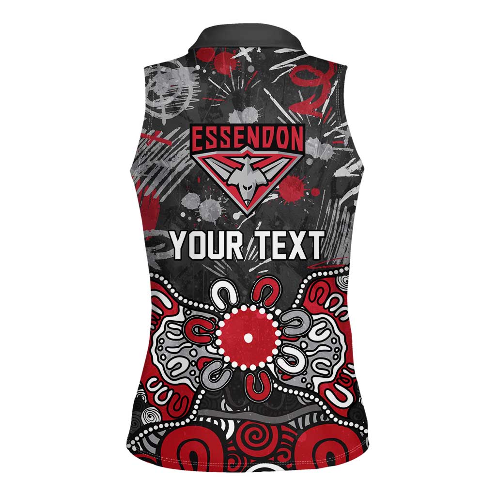 Personalized Essendon Bombers Women Sleeveless Polo Shirt Aboriginal Dot Painting Graffiti Style