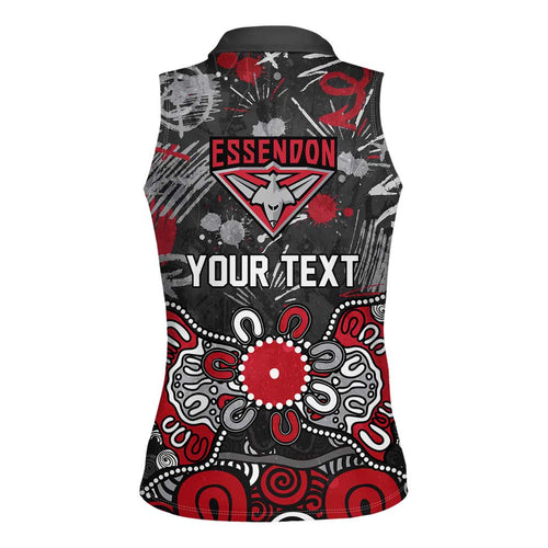 Personalized Essendon Bombers Women Sleeveless Polo Shirt Aboriginal Dot Painting Graffiti Style