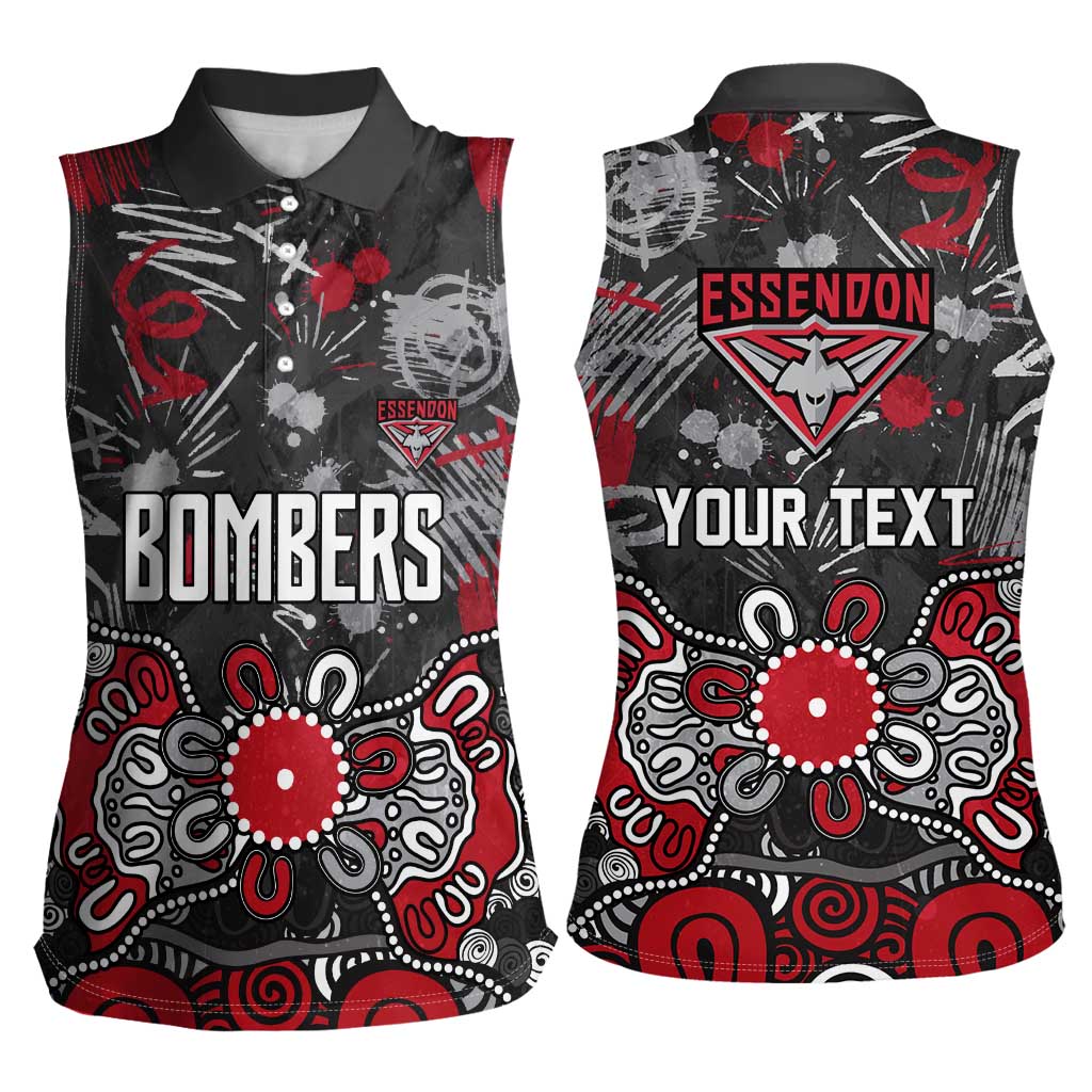 Personalized Essendon Bombers Women Sleeveless Polo Shirt Aboriginal Dot Painting Graffiti Style
