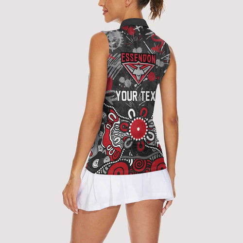 Personalized Essendon Bombers Women Sleeveless Polo Shirt Aboriginal Dot Painting Graffiti Style