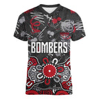 Personalized Essendon Bombers Women V-Neck T-Shirt Aboriginal Dot Painting Graffiti Style