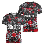 Personalized Essendon Bombers Women V-Neck T-Shirt Aboriginal Dot Painting Graffiti Style