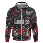 Personalized Essendon Bombers Zip Hoodie Aboriginal Dot Painting Graffiti Style