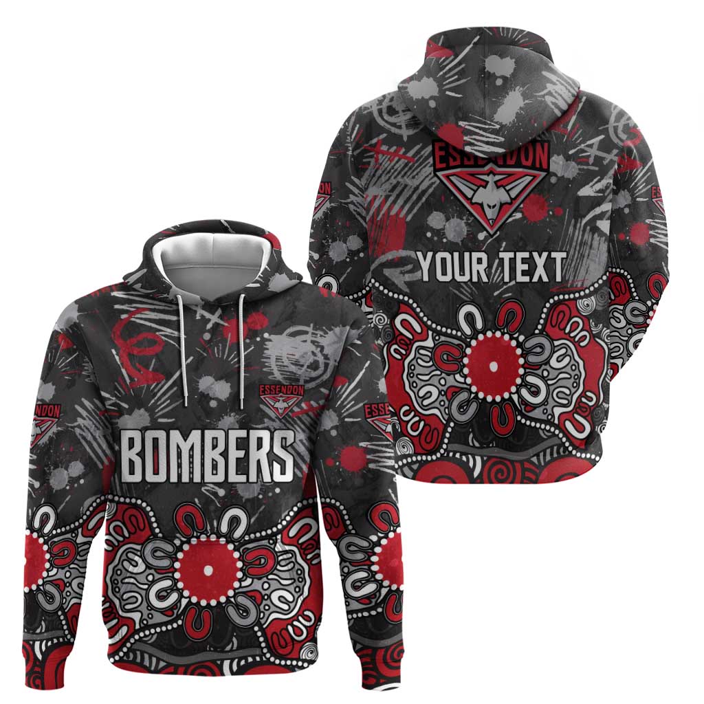 Personalized Essendon Bombers Zip Hoodie Aboriginal Dot Painting Graffiti Style
