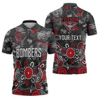 Personalized Essendon Bombers Zipper Polo Shirt Aboriginal Dot Painting Graffiti Style