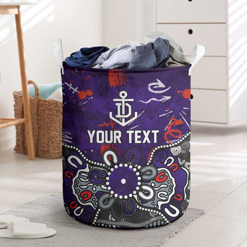 Personalized Fremantle Dockers Laundry Basket Aboriginal Dot Painting Graffiti Style