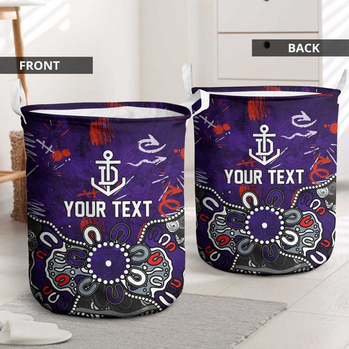 Personalized Fremantle Dockers Laundry Basket Aboriginal Dot Painting Graffiti Style