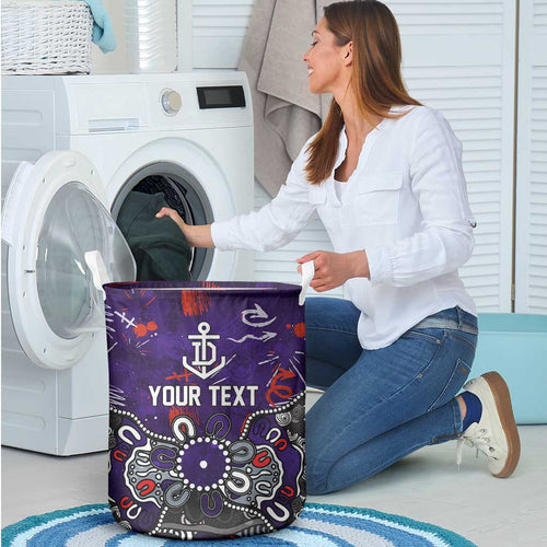 Personalized Fremantle Dockers Laundry Basket Aboriginal Dot Painting Graffiti Style