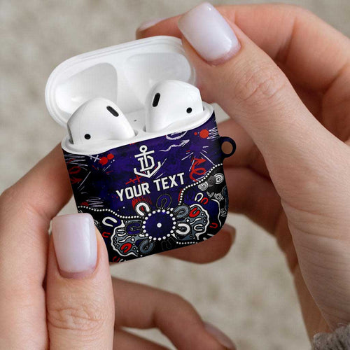 Personalized Fremantle Dockers AirPods Case Aboriginal Dot Painting Graffiti Style
