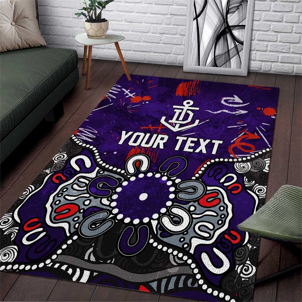 Personalized Fremantle Dockers Area Rug Aboriginal Dot Painting Graffiti Style
