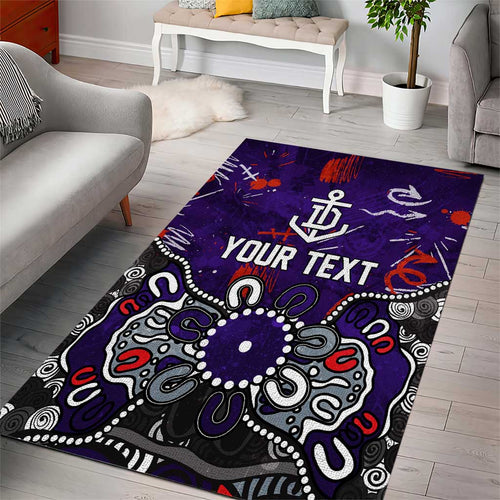 Personalized Fremantle Dockers Area Rug Aboriginal Dot Painting Graffiti Style