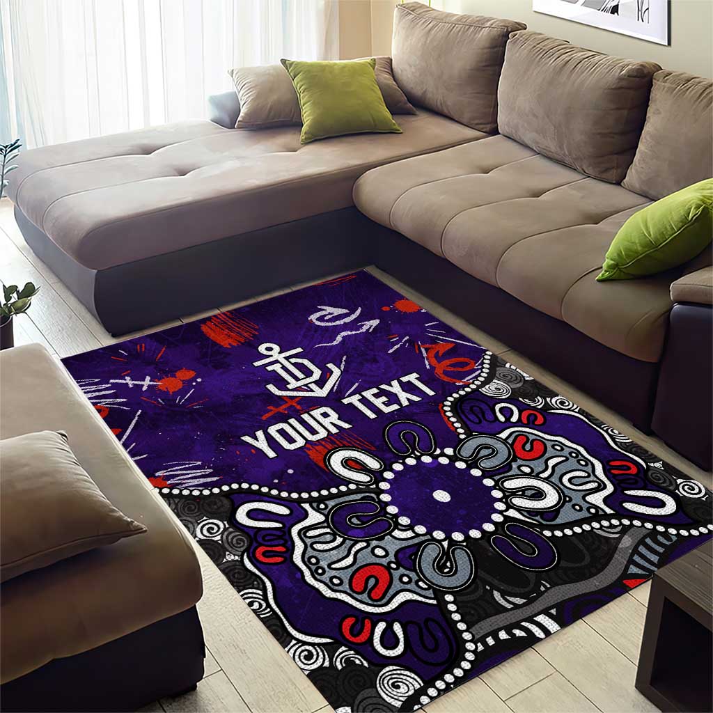 Personalized Fremantle Dockers Area Rug Aboriginal Dot Painting Graffiti Style