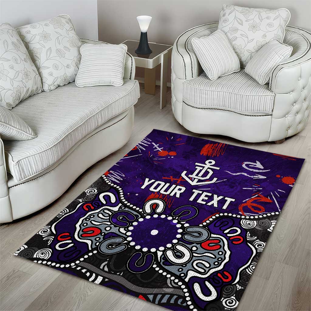 Personalized Fremantle Dockers Area Rug Aboriginal Dot Painting Graffiti Style