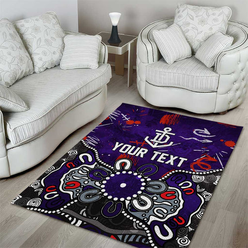 Personalized Fremantle Dockers Area Rug Aboriginal Dot Painting Graffiti Style