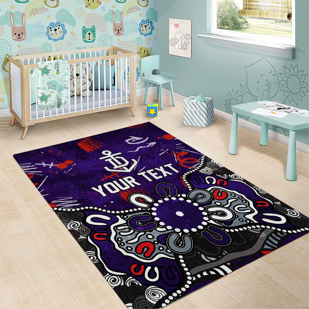 Personalized Fremantle Dockers Area Rug Aboriginal Dot Painting Graffiti Style