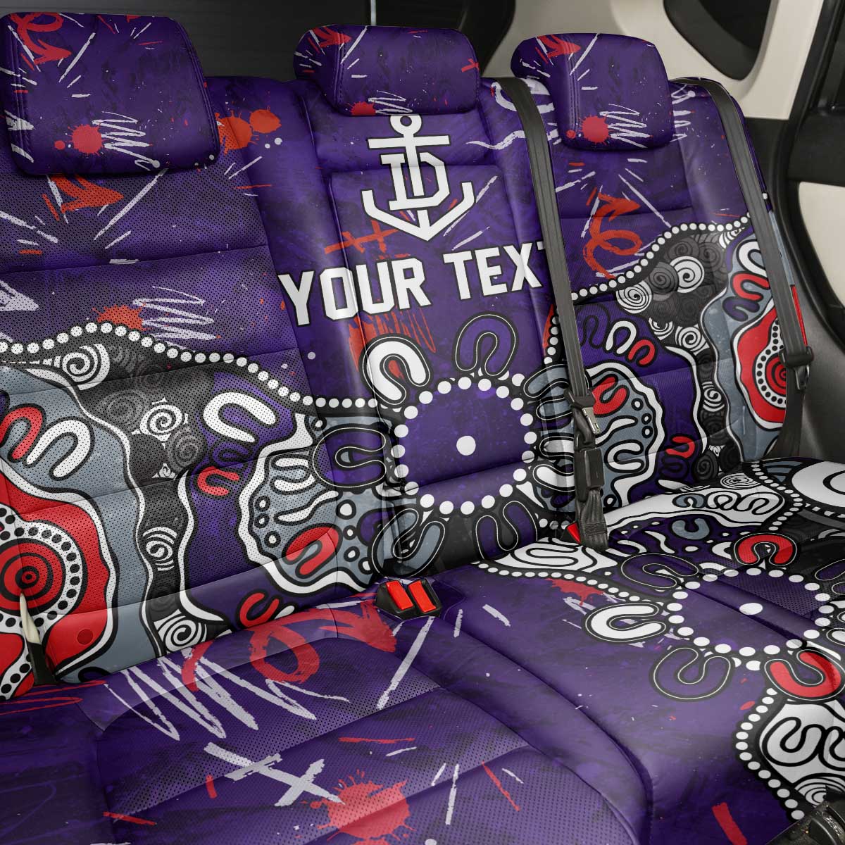 Personalized Fremantle Dockers Back Car Seat Cover Aboriginal Dot Painting Graffiti Style