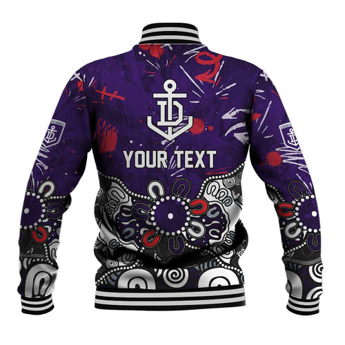 Personalized Fremantle Dockers Baseball Jacket Aboriginal Dot Painting Graffiti Style