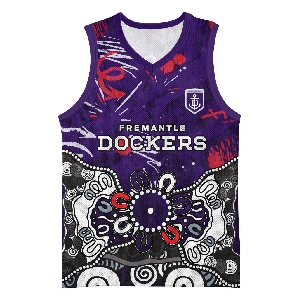 Personalized Fremantle Dockers Basketball Jersey Aboriginal Dot Painting Graffiti Style