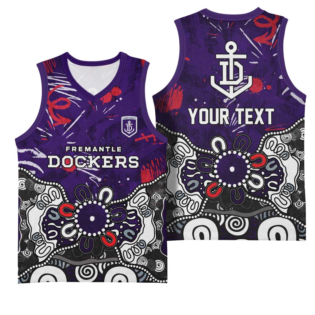 Personalized Fremantle Dockers Basketball Jersey Aboriginal Dot Painting Graffiti Style