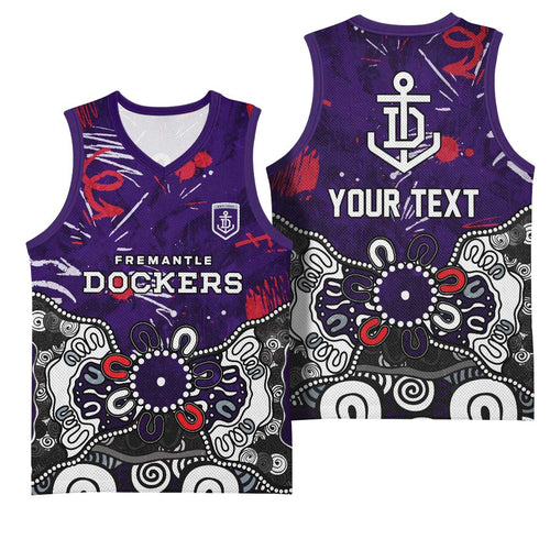 Personalized Fremantle Dockers Basketball Jersey Aboriginal Dot Painting Graffiti Style