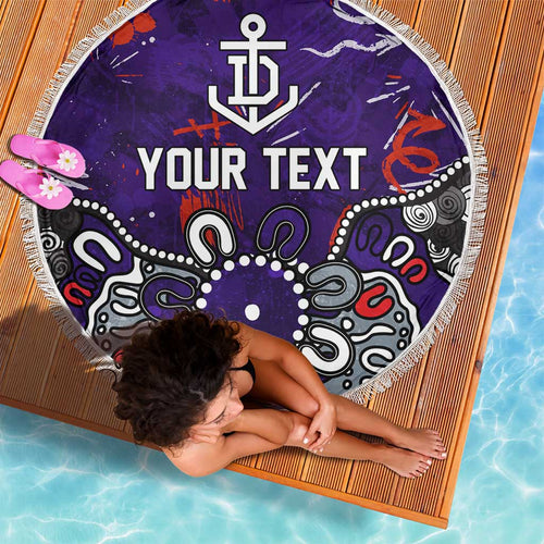 Personalized Fremantle Dockers Beach Blanket Aboriginal Dot Painting Graffiti Style