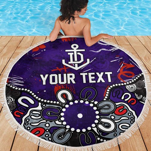 Personalized Fremantle Dockers Beach Blanket Aboriginal Dot Painting Graffiti Style