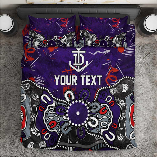 Personalized Fremantle Dockers Bedding Set Aboriginal Dot Painting Graffiti Style