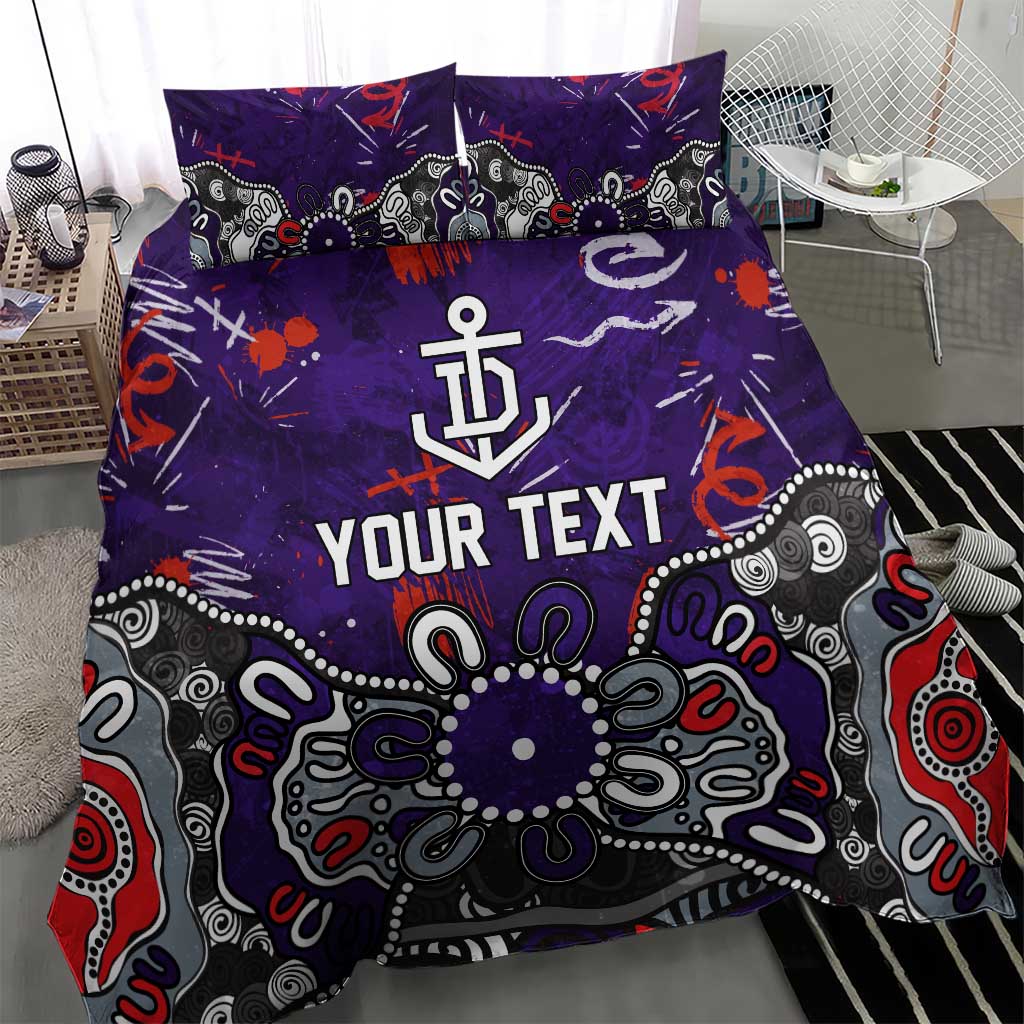 Personalized Fremantle Dockers Bedding Set Aboriginal Dot Painting Graffiti Style
