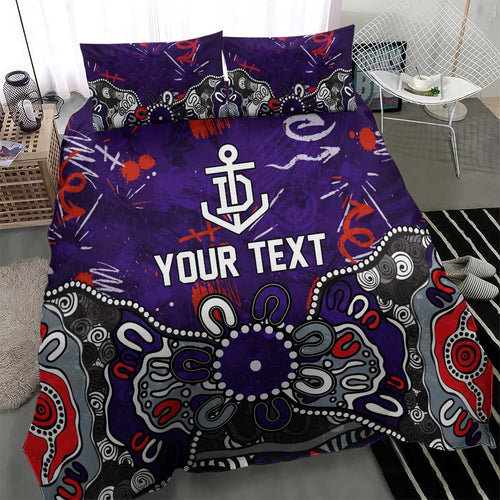 Personalized Fremantle Dockers Bedding Set Aboriginal Dot Painting Graffiti Style
