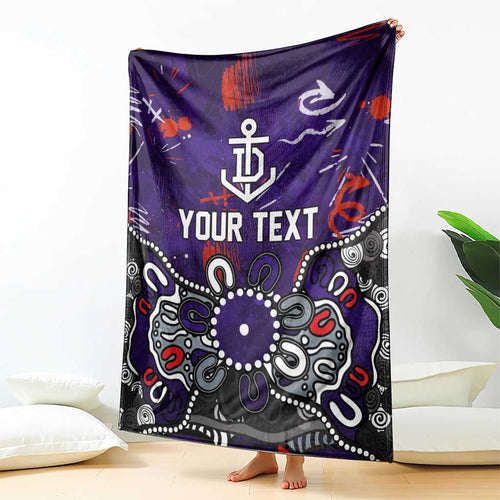 Personalized Fremantle Dockers Blanket Aboriginal Dot Painting Graffiti Style