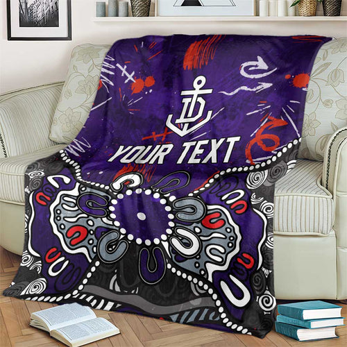 Personalized Fremantle Dockers Blanket Aboriginal Dot Painting Graffiti Style