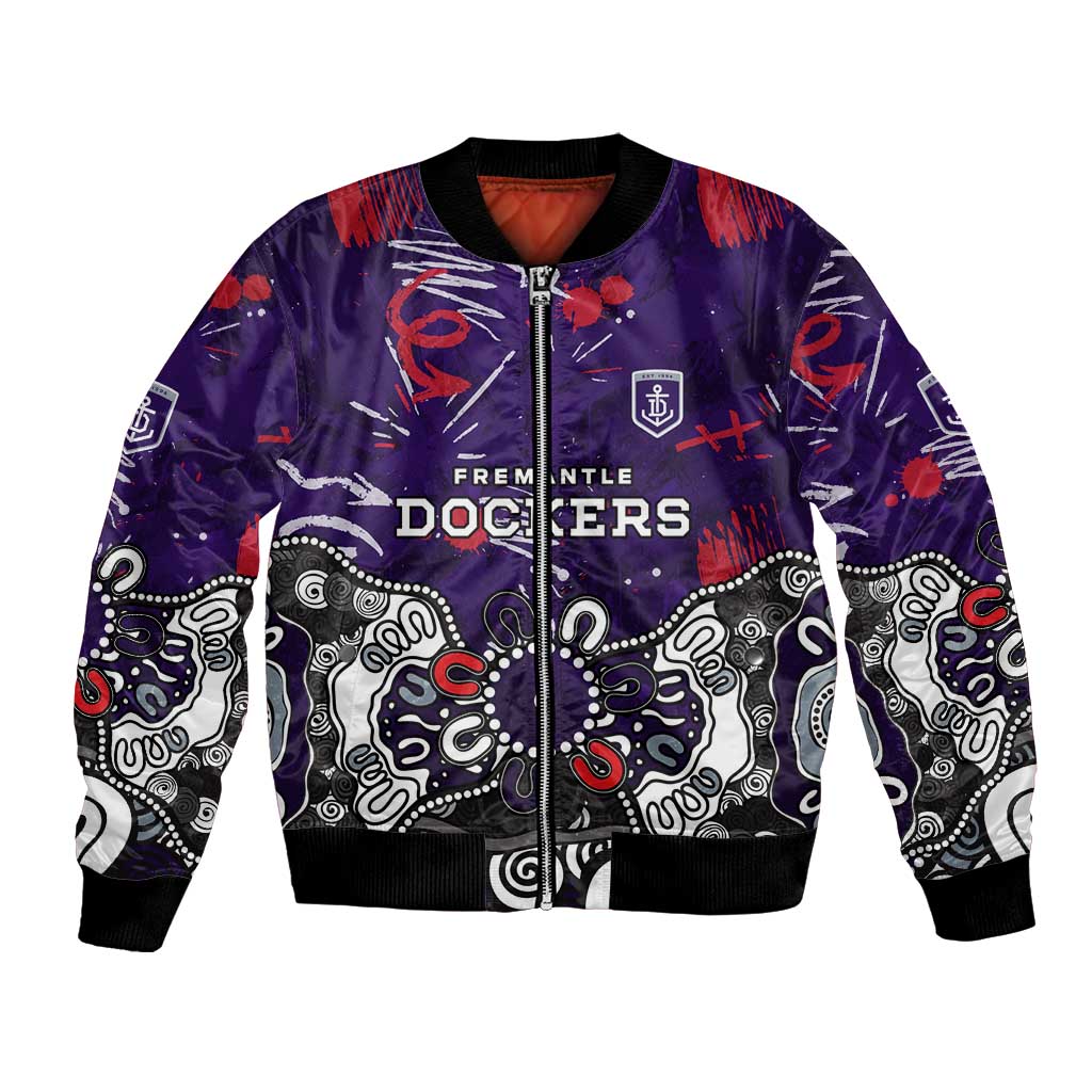 Personalized Fremantle Dockers Bomber Jacket Aboriginal Dot Painting Graffiti Style