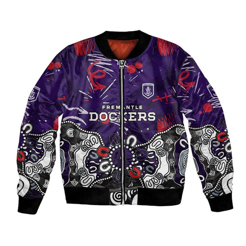 Personalized Fremantle Dockers Bomber Jacket Aboriginal Dot Painting Graffiti Style