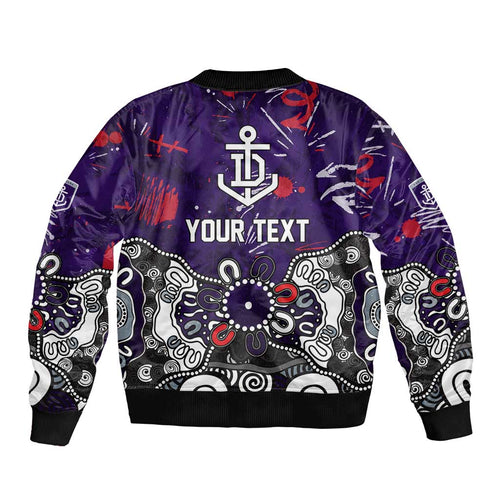 Personalized Fremantle Dockers Bomber Jacket Aboriginal Dot Painting Graffiti Style